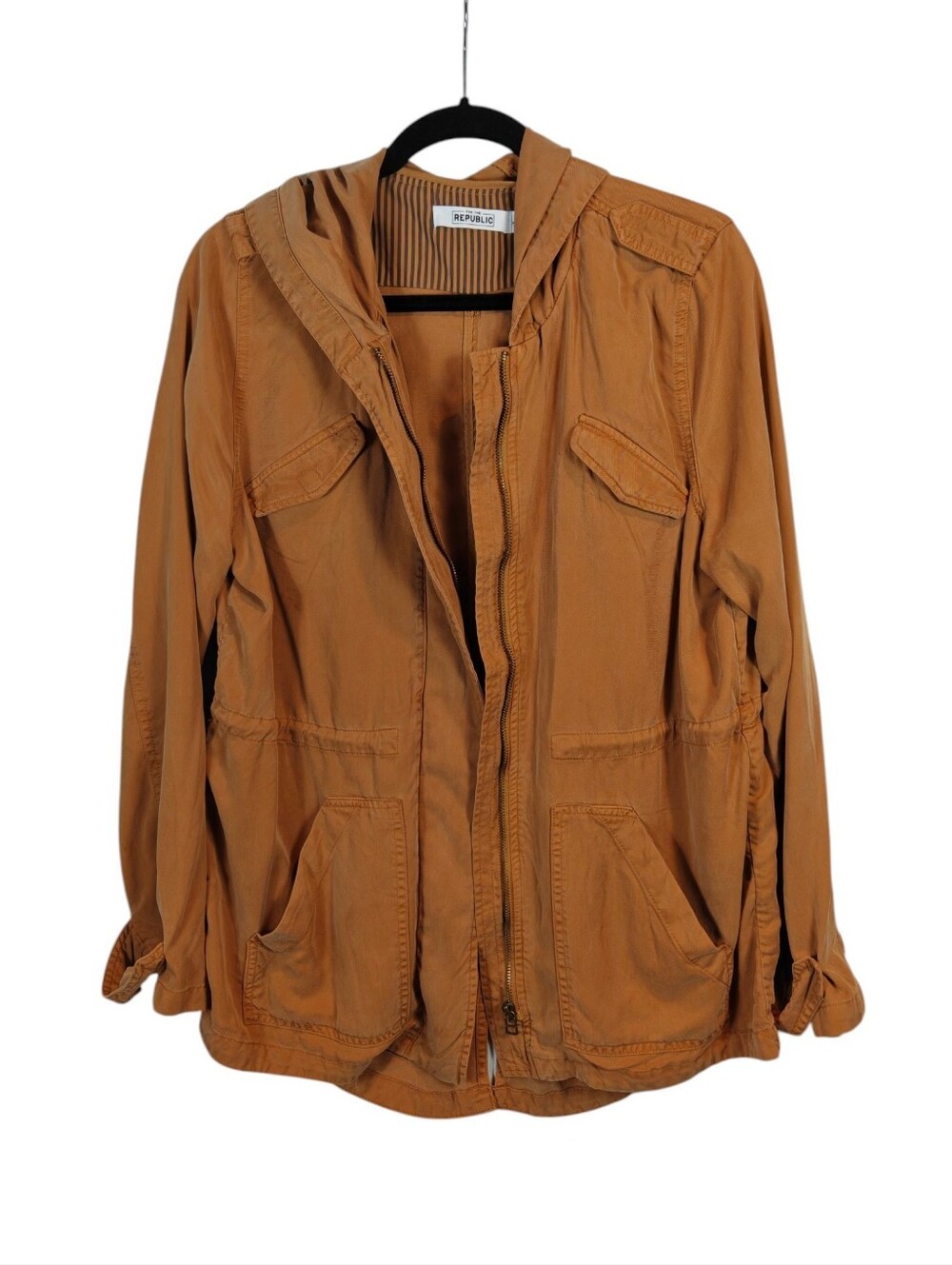 FOR THE REPUBLIC Hooded Utility Anorak Jacket Rust Brown Size Medium